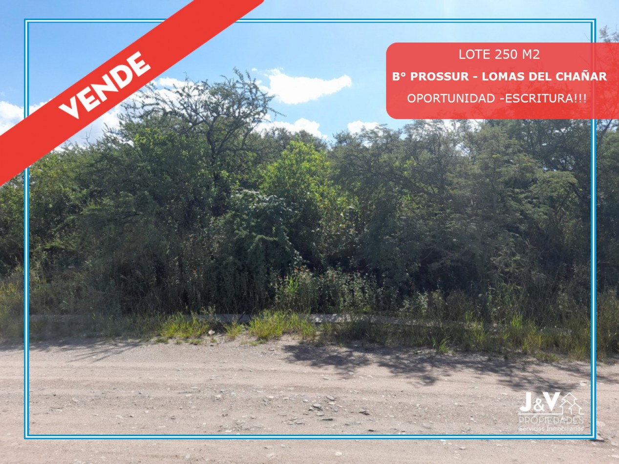 TERRENO EN VENTA 250 M2. B° PROSSUR-LOMAS DEL CHAÑAR- RIO CEBALLOS. CON ESCRITURA!!!!!