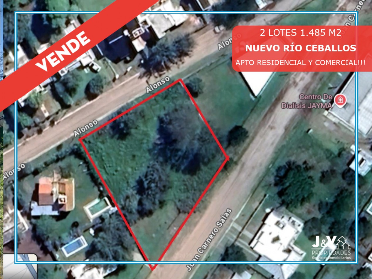 VENDO 2 LOTES B° NUEVO RIO CEBALLOS. 1.485 M2. APTO COMERCIAL/RESIDENCIAL. ESCRITURA.