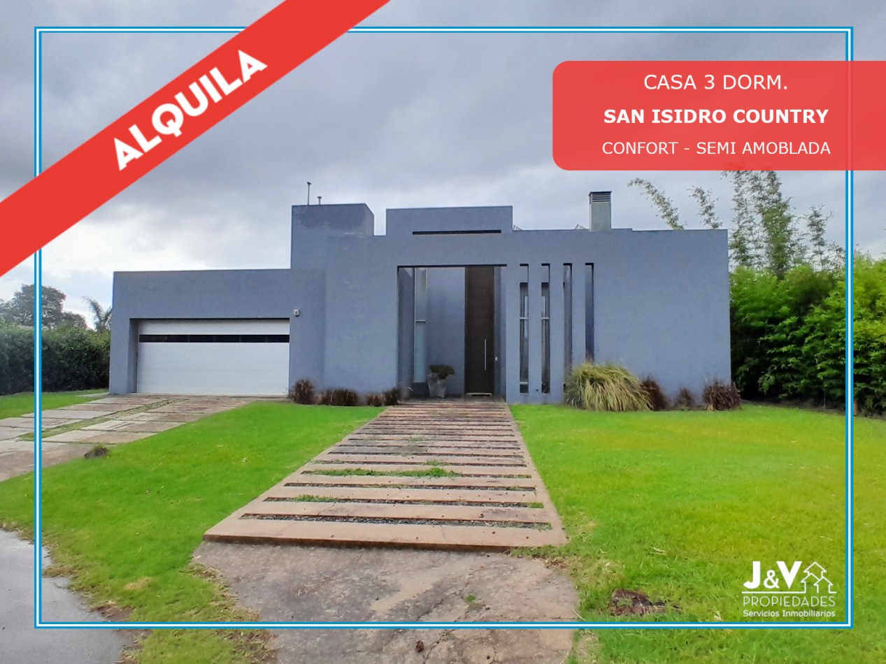 ALQUILER MODERNA CASA DE 3 DORMITORIOS SAN ISIDRO COUNTRY. ALQUILADA!!