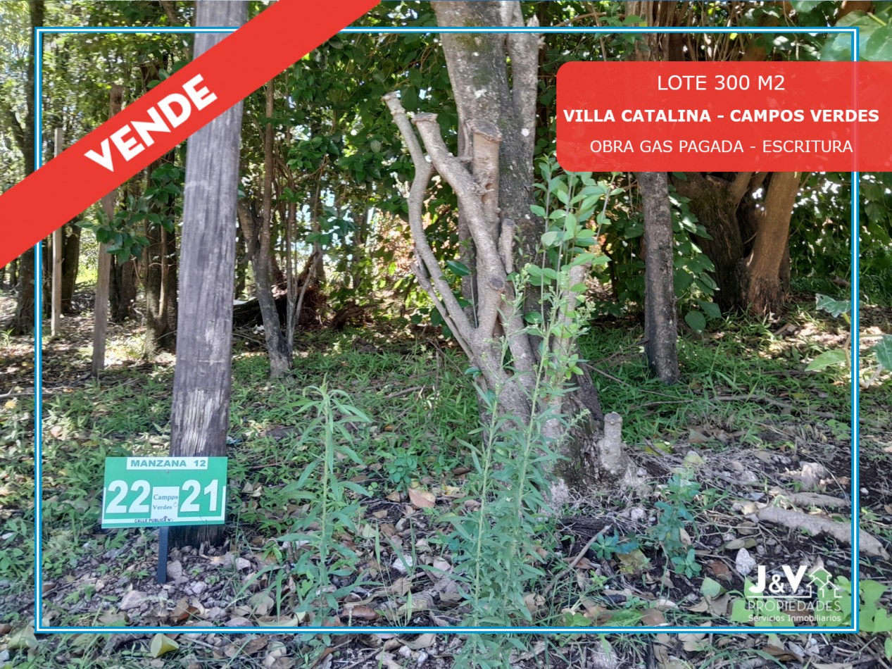 VENDO LOTE 300 m² - VILLA CATALINA | ETAPA CAMPOS VERDES - CON ESCRITURA