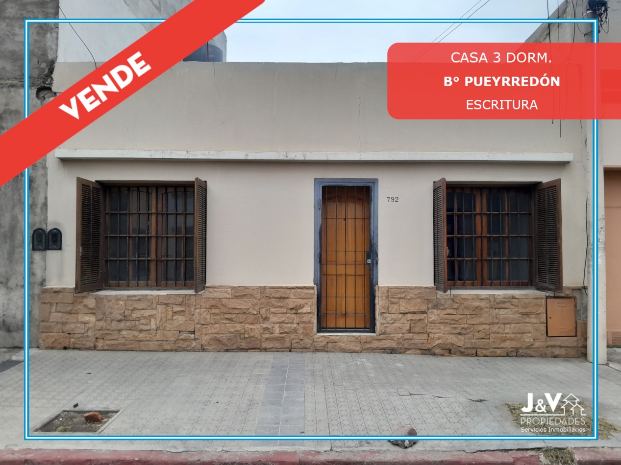 VENDO CASA 3 DORM. B° PUEYRREDON - ESCRITURA.