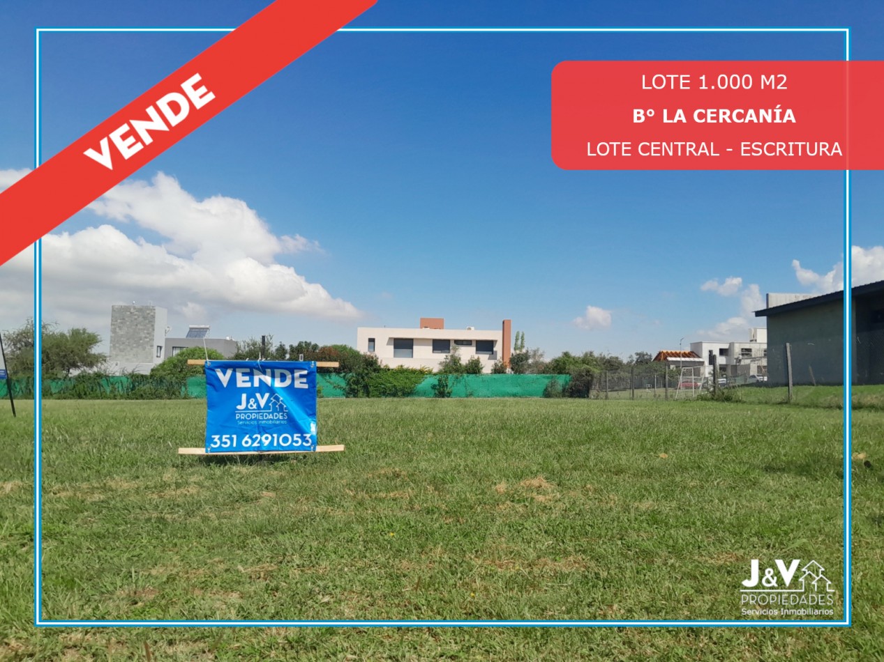 VENDO LOTE CENTRAL 1.000 M2 B° LA CERCANIA, MENDIOLAZA