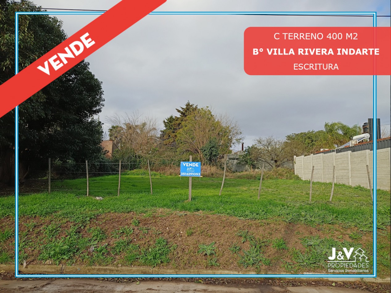VENDO TERRENO 400 M2 B° VILLA RIVERA INDARTE. ESCRITURA