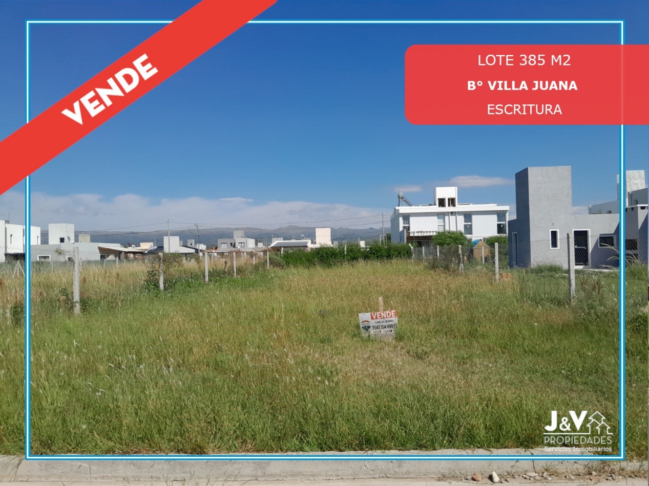 VENDO LOTE 385 m² - B° VILLA JUANA - ALTA GRACIA