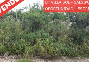 VENDO TERRENO 300 m2. EN B° VILLA SOL. SALSIPUEDES C/ ESCRITURA!!!