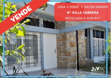 VENDO CASA 3 DORM. CON GRAN SALON B° VILLA CABRERA. RECICLADA. RECIBO MENOR!!!