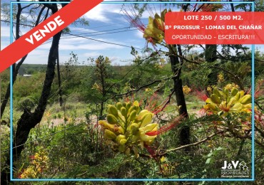 LOTE EN VENTA 250/500 M2. B° PROSSUR/LOMAS DEL CHAÑAR - VISTA PANORAMICA!!!