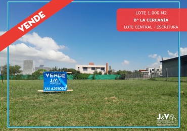 VENDO LOTE CENTRAL 1.000 M2 B° LA CERCANIA, MENDIOLAZA