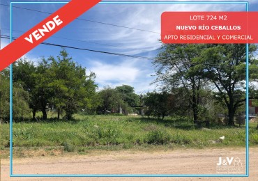 VENDO LOTE B° NUEVO RIO CEBALLOS. 724 M2. APTO COMERCIAL/RESIDENCIAL. ESCRITURA.