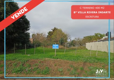 VENDO TERRENO 400 M2 B° VILLA RIVERA INDARTE. ESCRITURA